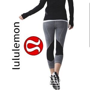 Lululemon Pace Rival Crop Legging Heather Gray Black